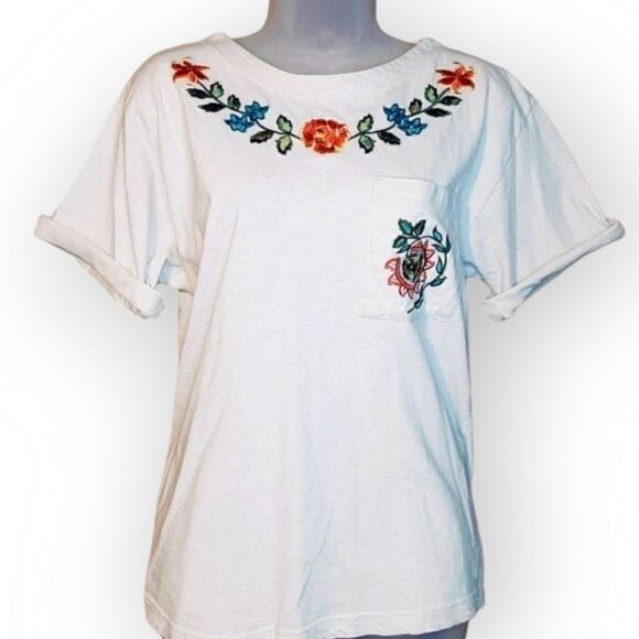 Russ Vintage Floral Boho Embroidered Top sz M - Picture 1 of 4